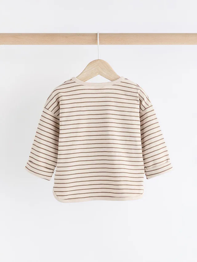 |BabyBoy| Camisetas De Manga Comprida Para Bebês Neutral Milk Club 100% Algodão, Pacote com 3 (0 meses a 2 anos)