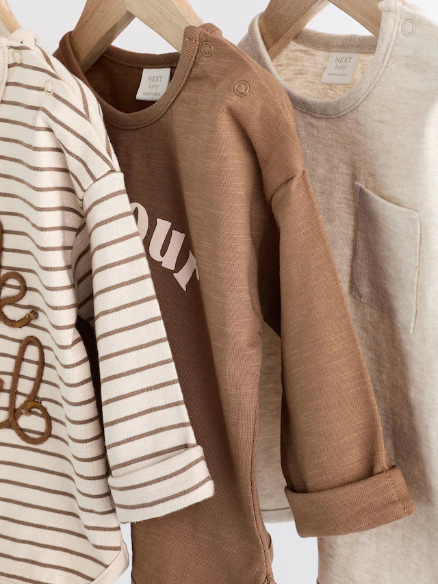 |BabyBoy| Camisetas De Manga Comprida Para Bebês Neutral Milk Club 100% Algodão, Pacote com 3 (0 meses a 2 anos)