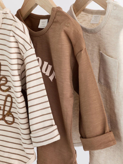 |BabyBoy| Camisetas De Manga Comprida Para Bebês Neutral Milk Club 100% Algodão, Pacote com 3 (0 meses a 2 anos)