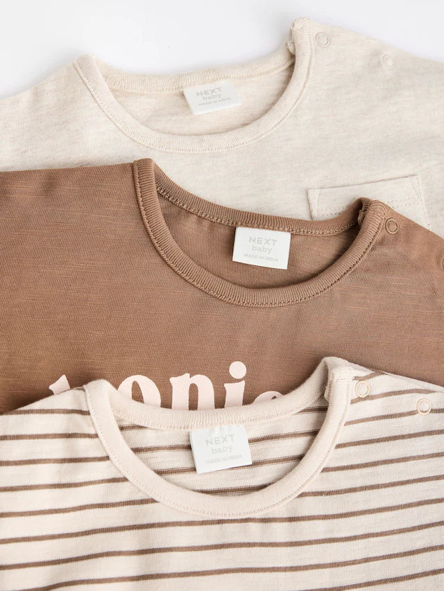 |BabyBoy| Camisetas De Manga Comprida Para Bebês Neutral Milk Club 100% Algodão, Pacote com 3 (0 meses a 2 anos)