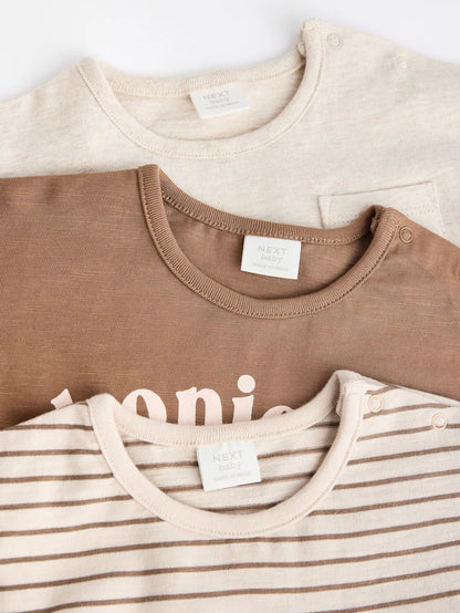 |BabyBoy| Camisetas De Manga Comprida Para Bebês Neutral Milk Club 100% Algodão, Pacote com 3 (0 meses a 2 anos)