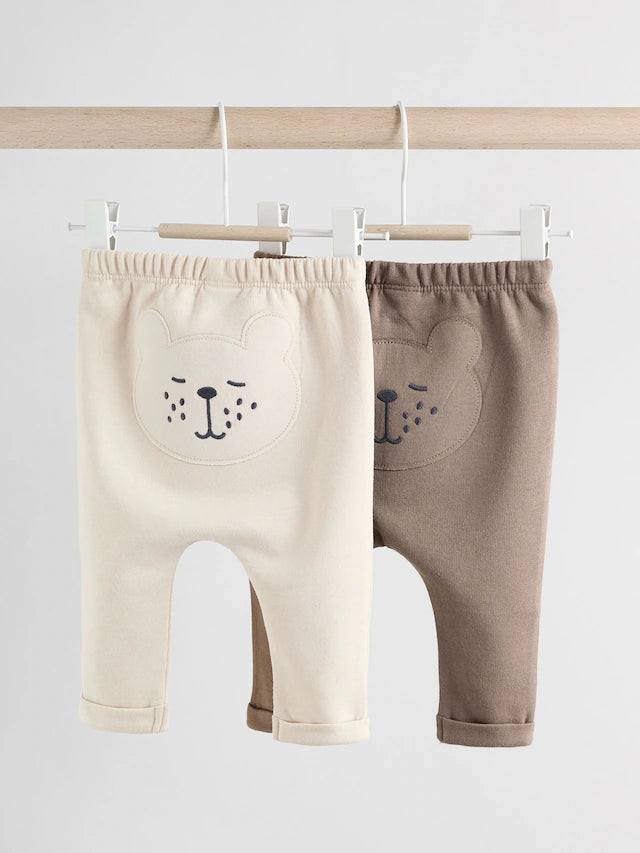 |BabyBoy| Leggings Neutral Bear Baby 100% Algodão, Pacote Com 2 (0 meses a 2 anos)