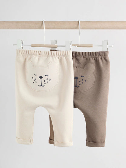 |BabyBoy| Leggings Neutral Bear Baby 100% Algodão, Pacote Com 2 (0 meses a 2 anos)