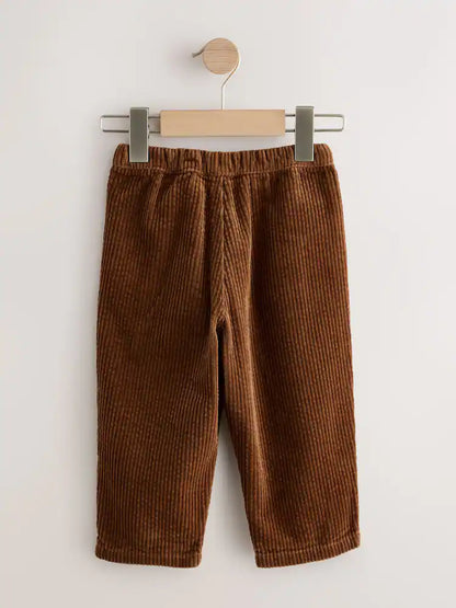 |Girl| Calças De Veludo Cotelê Texturizadas Marrom-Claro (3 meses a 7 anos)