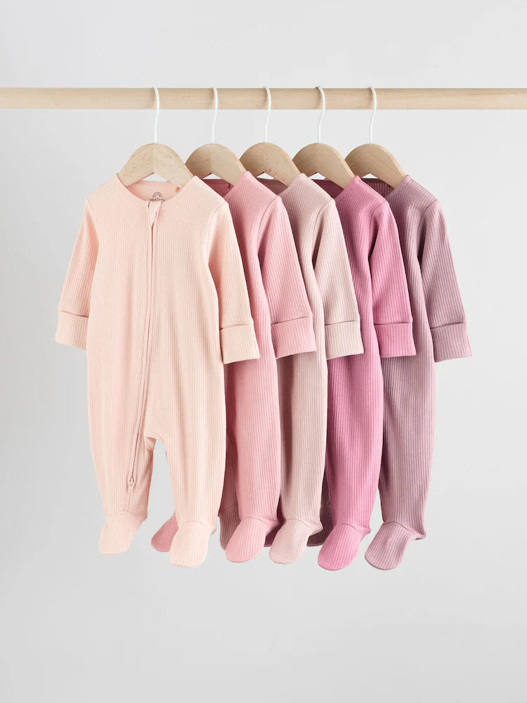 |BabyGirl| Pacote Com 5 Macacões Rosa e 3 Macacões Com Zíper Bidirecional Para Bebês (0 a 2 anos)