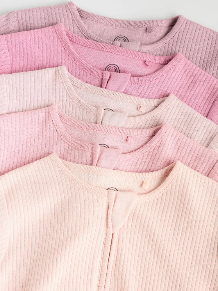 |BabyGirl| Pacote Com 5 Macacões Rosa e 3 Macacões Com Zíper Bidirecional Para Bebês (0 a 2 anos)