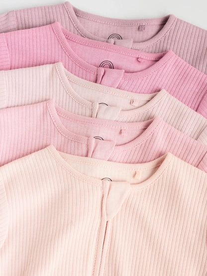 |BabyGirl| Pacote Com 5 Macacões Rosa e 3 Macacões Com Zíper Bidirecional Para Bebês (0 a 2 anos)