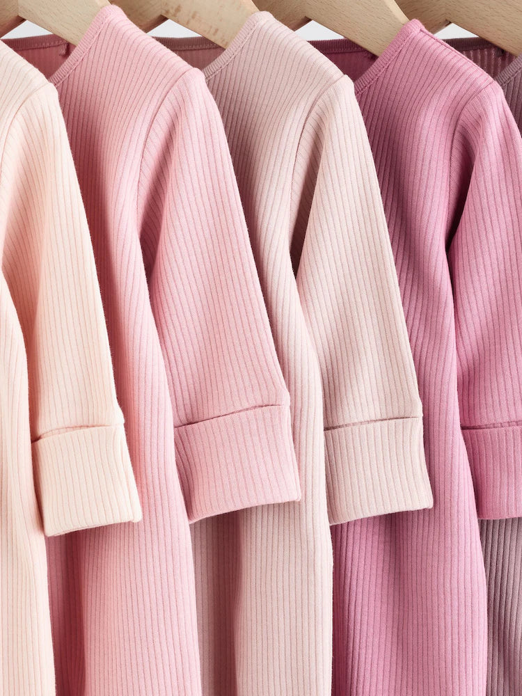 |BabyGirl| Pacote Com 5 Macacões Rosa e 3 Macacões Com Zíper Bidirecional Para Bebês (0 a 2 anos)