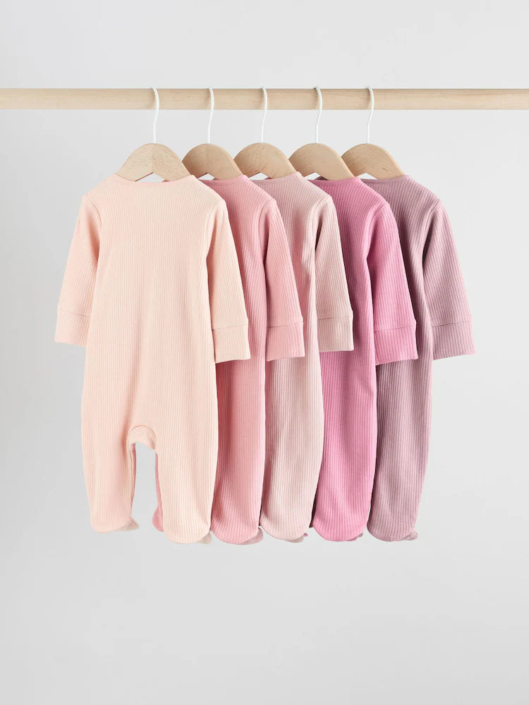 |BabyGirl| Pacote Com 5 Macacões Rosa e 3 Macacões Com Zíper Bidirecional Para Bebês (0 a 2 anos)