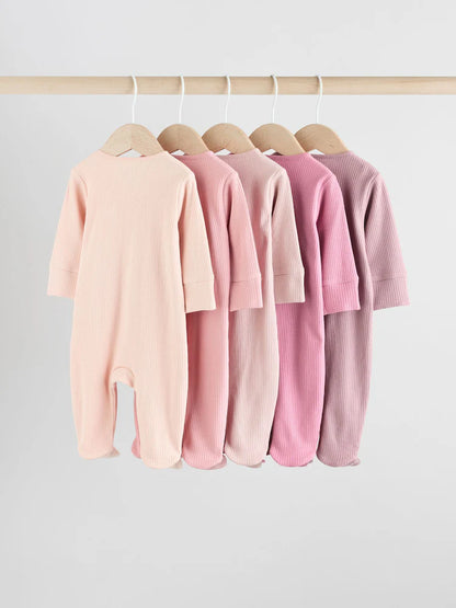 |BabyGirl| Pacote Com 5 Macacões Rosa e 3 Macacões Com Zíper Bidirecional Para Bebês (0 a 2 anos)