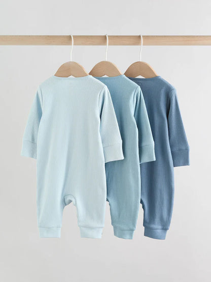 |BabyBoy| Macacão de dormir azul sem pés para bebês, pacote com 3 (0 a 3 anos)
