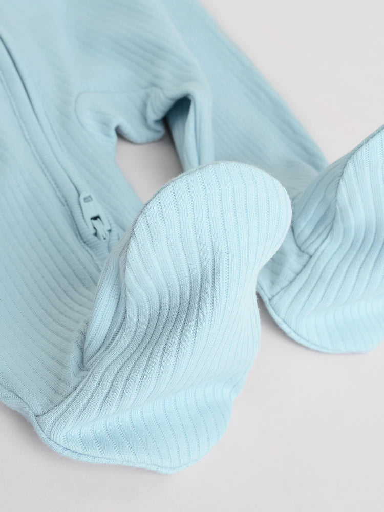 |BabyBoy| Pacote Com 5 Macacões Azuis Para Bebês Com Zíper Bidirecional (0-2 anos)