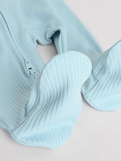 |BabyBoy| Pacote Com 5 Macacões Azuis Para Bebês Com Zíper Bidirecional (0-2 anos)