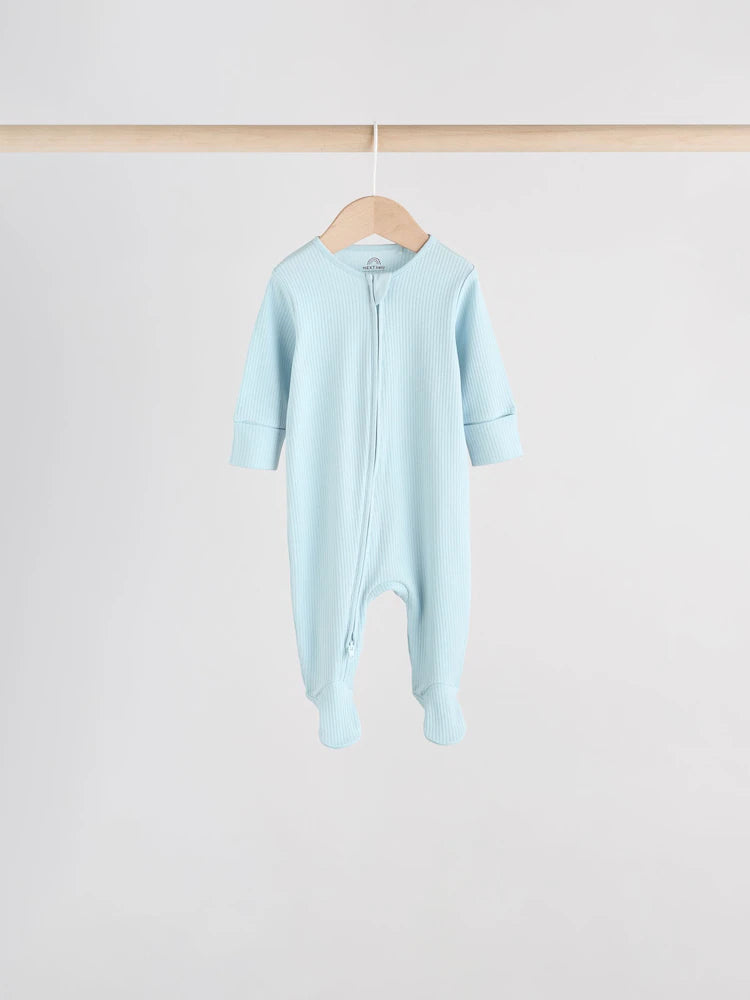 |BabyBoy| Pacote Com 5 Macacões Azuis Para Bebês Com Zíper Bidirecional (0-2 anos)