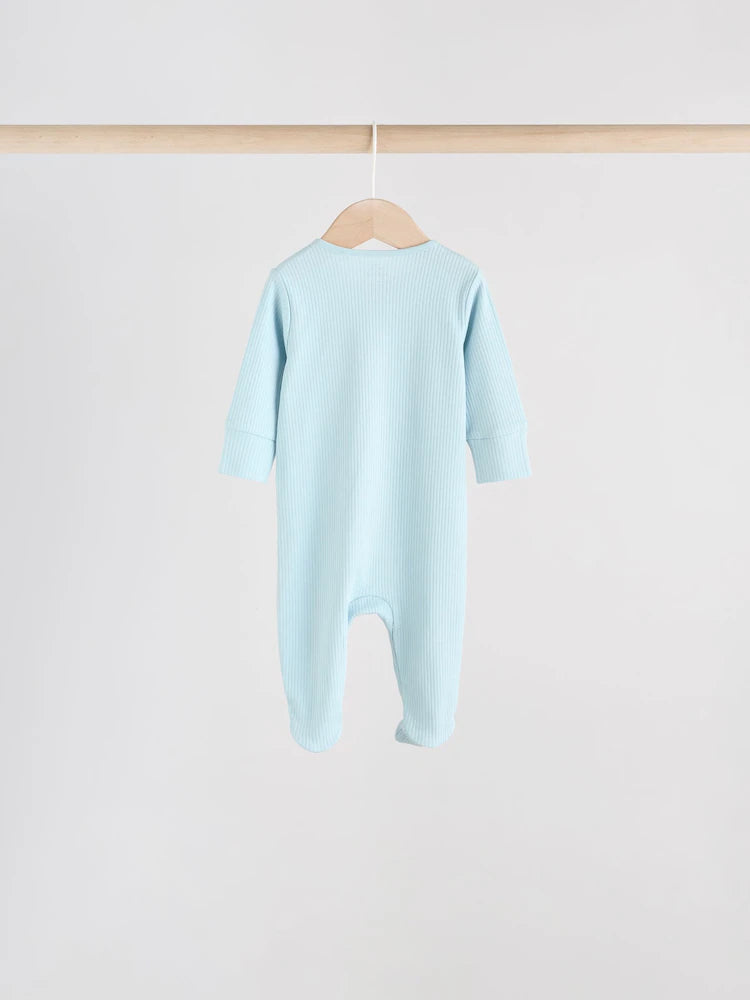 |BabyBoy| Pacote Com 5 Macacões Azuis Para Bebês Com Zíper Bidirecional (0-2 anos)