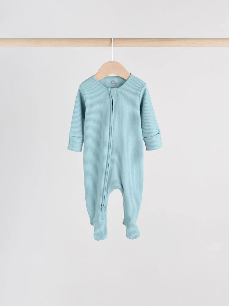 |BabyBoy| Pacote Com 5 Macacões Azuis Para Bebês Com Zíper Bidirecional (0-2 anos)