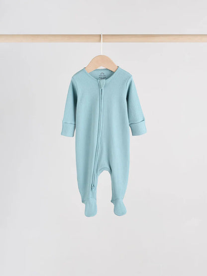 |BabyBoy| Pacote Com 5 Macacões Azuis Para Bebês Com Zíper Bidirecional (0-2 anos)