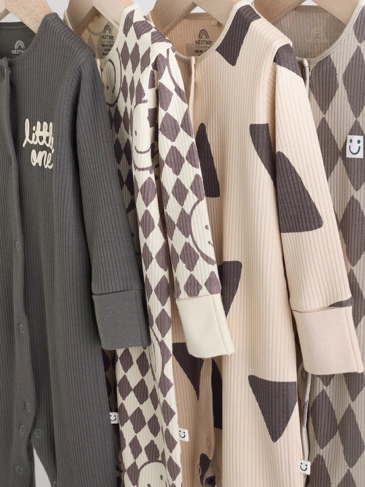 |BabyBoy| Macacão De Dormir Monocromático Sem Pés Para Bebês, Pacote Com 4 (0 meses a 2 anos)