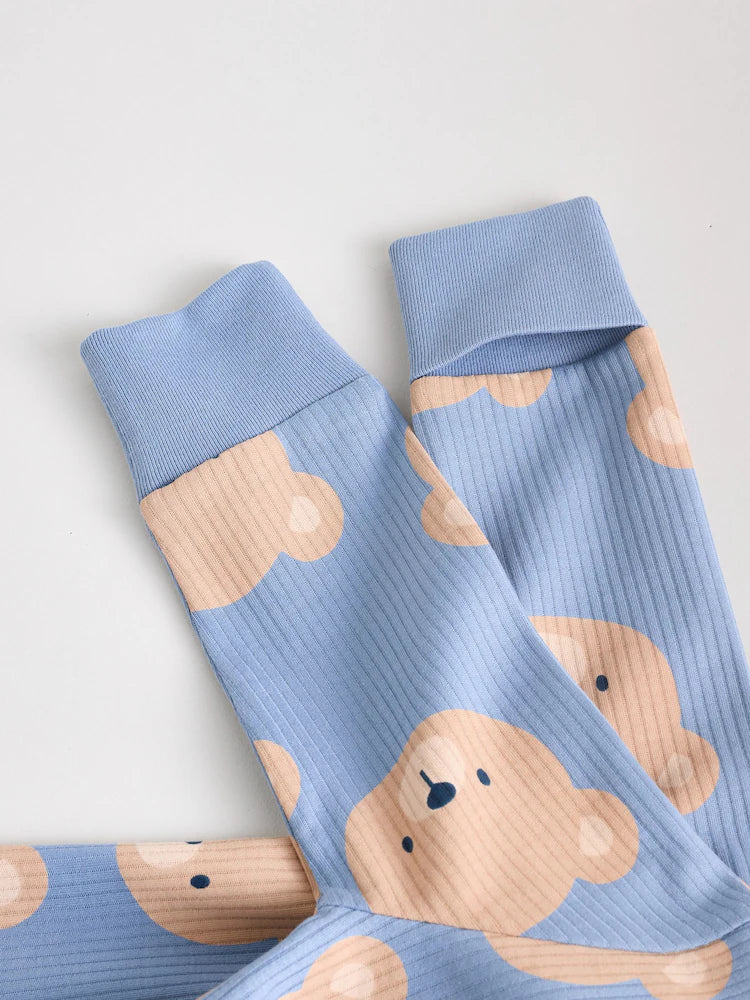 |BabyBoy| Macacão De Algodão Sem Pés Para Bebês, Marrom/Azul Marinho, Com Zíper Bidirecional, pacote com 3 (0 meses a 3 anos)