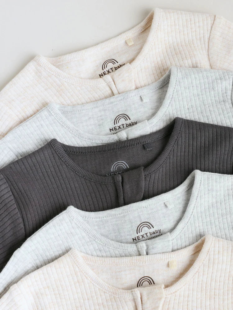 |BabyGirl| Macacão Sem Pés com Zíper Bidirecional Neutro Para Bebês, Pacote com 5 (0-2 anos)