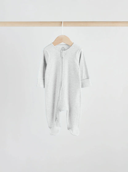 |BabyGirl| Macacão Sem Pés com Zíper Bidirecional Neutro Para Bebês, Pacote com 5 (0-2 anos)