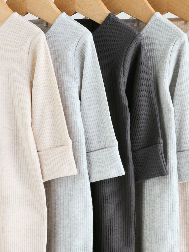 |BabyGirl| Macacão Sem Pés com Zíper Bidirecional Neutro Para Bebês, Pacote com 5 (0-2 anos)