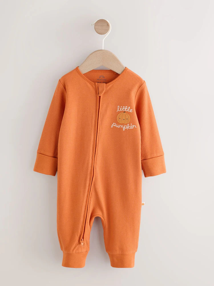 |BabyGirl| Macacão De Dormir Com Zíper Bidirecional Orange Little Pumpkin Baby (0 meses a 3 anos)