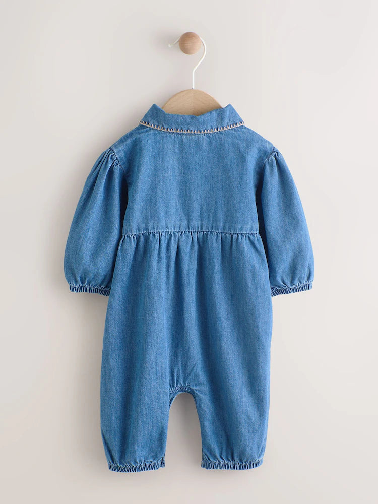 |BabyGirl| Macacão Jeans Azul Para Bebê (0 meses a 2 anos)