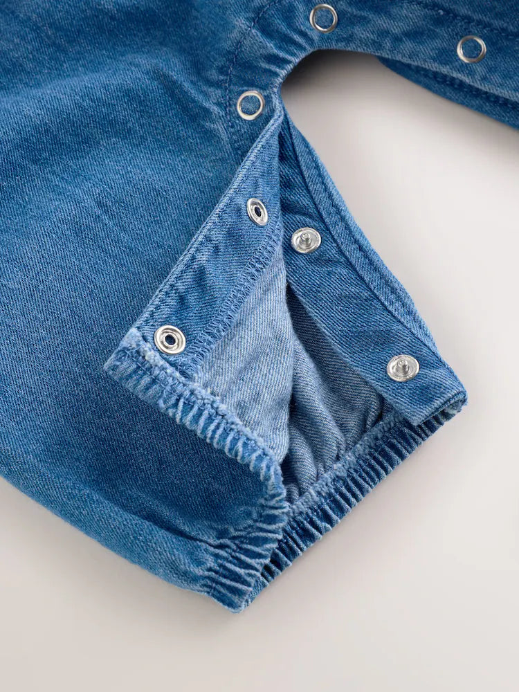 |BabyGirl| Macacão Jeans Azul Para Bebê (0 meses a 2 anos)