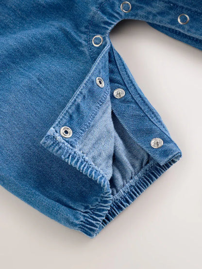 |BabyGirl| Macacão Jeans Azul Para Bebê (0 meses a 2 anos)