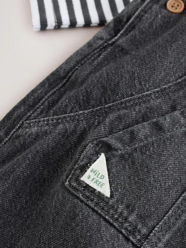 |BabyBoy| Conjunto De Macacão e Macacão Jeans Cinza Carvão Para Bebê (0 meses a 2 anos)