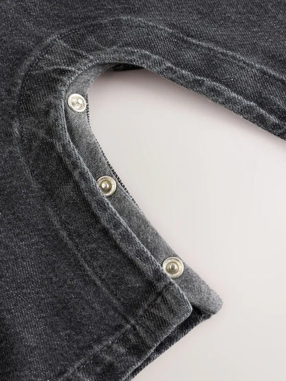 |BabyBoy| Conjunto De Macacão e Macacão Jeans Cinza Carvão Para Bebê (0 meses a 2 anos)
