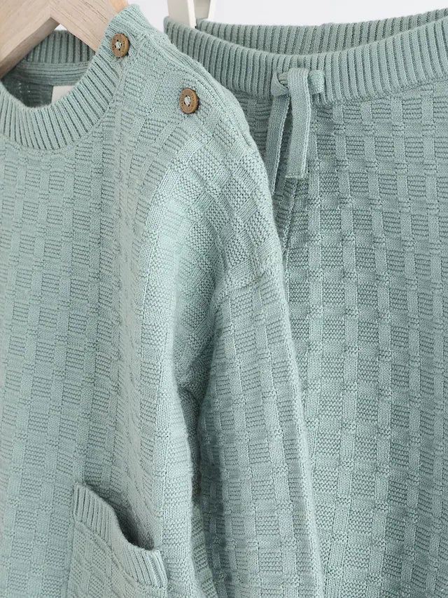 |BabyBoy| Conjunto De Suéter e Leggings De Malha Texturizada Mineral Baby 100% Algodão (0 meses a 3 anos)