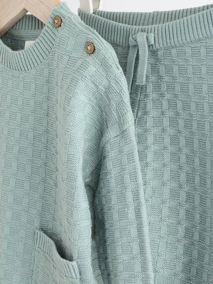 |BabyBoy| Conjunto De Suéter e Leggings De Malha Texturizada Mineral Baby 100% Algodão (0 meses a 3 anos)