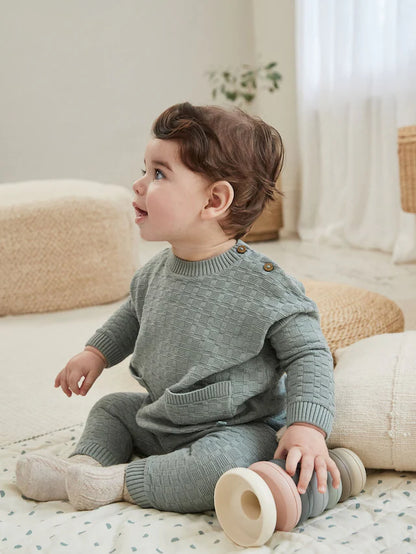 |BabyBoy| Conjunto De Suéter e Leggings De Malha Texturizada Mineral Baby 100% Algodão (0 meses a 3 anos)