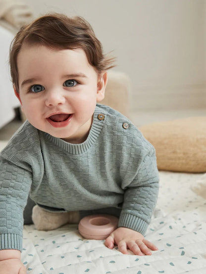 |BabyBoy| Conjunto De Suéter e Leggings De Malha Texturizada Mineral Baby 100% Algodão (0 meses a 3 anos)