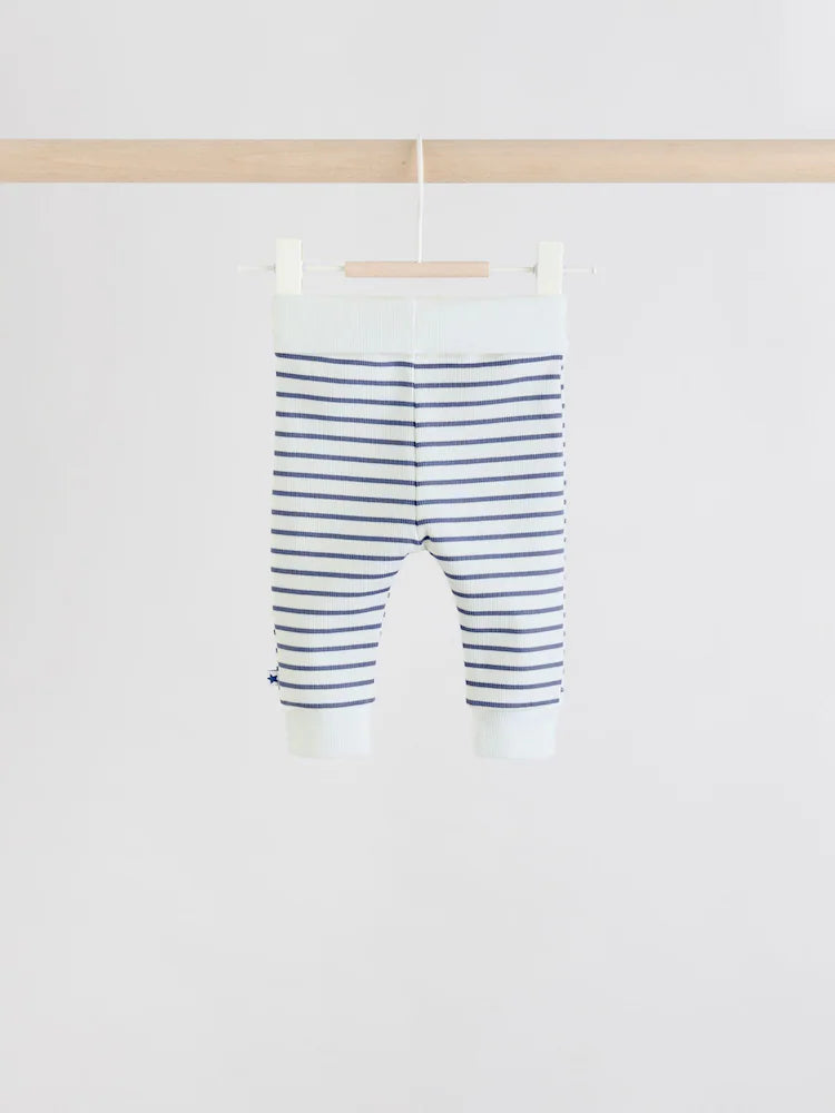 |BabyBoy| Conjunto De 3 Peças De Jaqueta, Body e Leggings Listrados Azuis Para Bebê (0 meses a 2 anos)