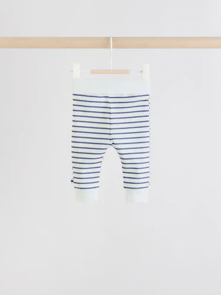 |BabyBoy| Conjunto De 3 Peças De Jaqueta, Body e Leggings Listrados Azuis Para Bebê (0 meses a 2 anos)