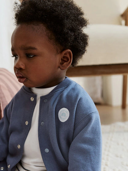 |BabyBoy| Conjunto De 3 Peças De Jaqueta, Body e Leggings Listrados Azuis Para Bebê (0 meses a 2 anos)