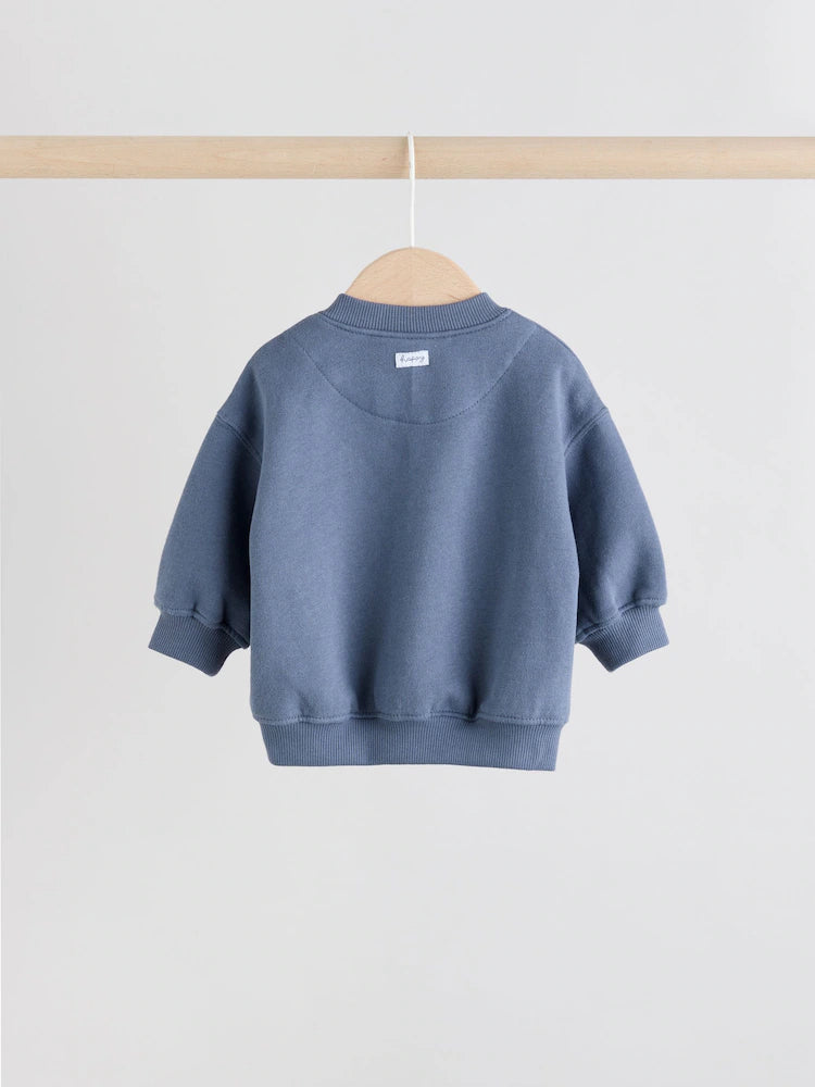 |BabyBoy| Conjunto De 3 Peças De Jaqueta, Body e Leggings Listrados Azuis Para Bebê (0 meses a 2 anos)