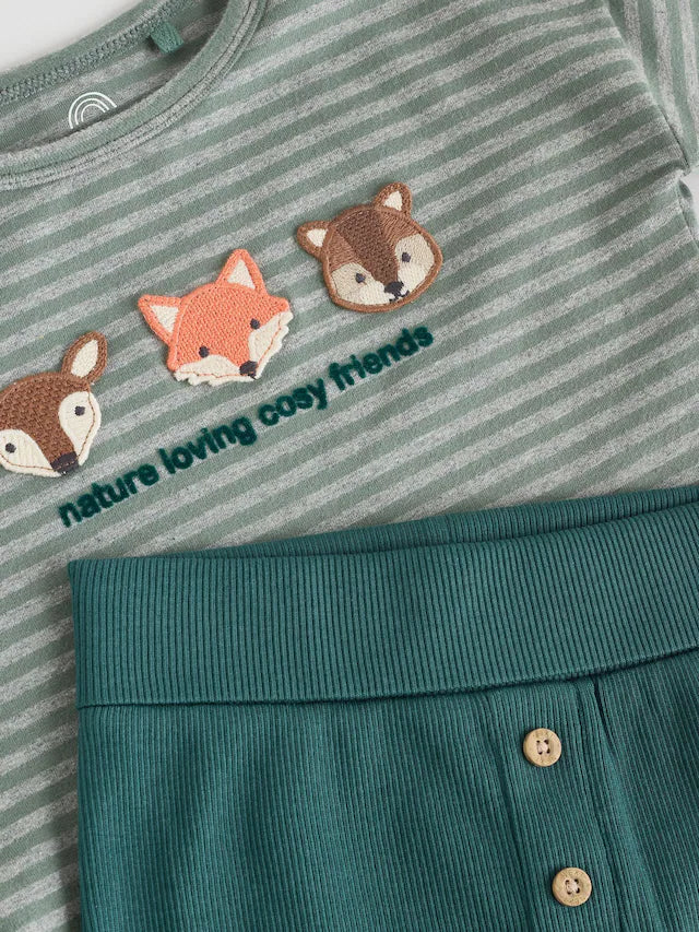 |BabyBoy| Conjunto De 2 Peças De Blusa e Leggings Verdes Para Bebê (0 meses a 3 anos)