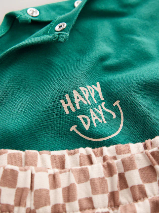 |BabyBoy| Conjunto De Blusa e Calça Xadrez Verde/Laranja Para Bebê (0 meses a 2 anos)