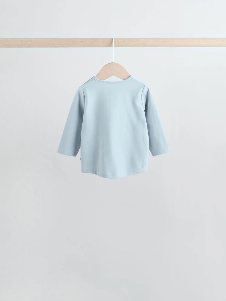 |BabyBoy| Conjunto De 6 Peças De Blusas e Leggings Azuis Hello World Para Bebês (0 meses a 3 anos)