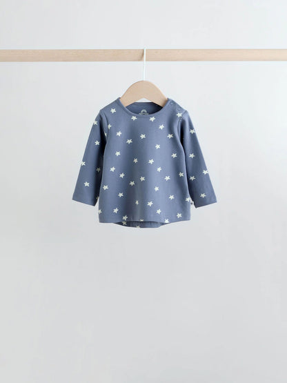 |BabyBoy| Conjunto De 6 Peças De Blusas e Leggings Azuis Hello World Para Bebês (0 meses a 3 anos)