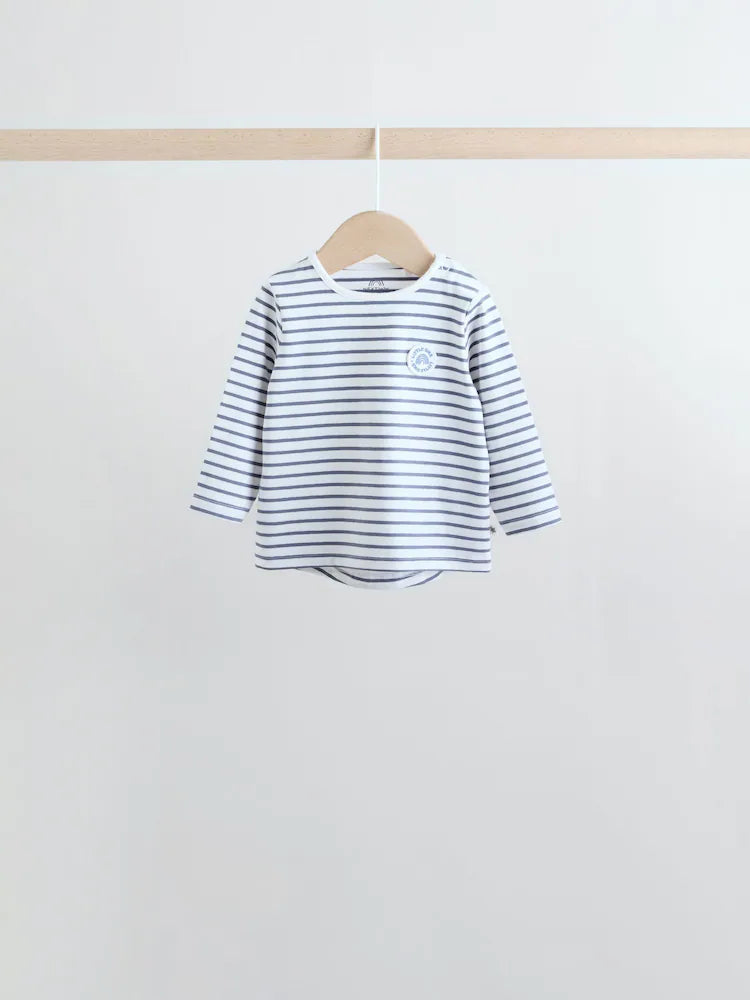 |BabyBoy| Conjunto De 6 Peças De Blusas e Leggings Azuis Hello World Para Bebês (0 meses a 3 anos)