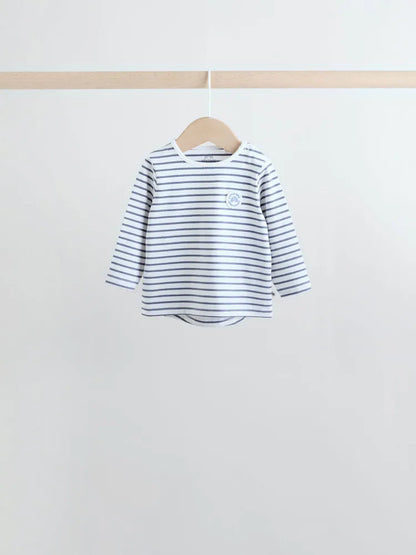 |BabyBoy| Conjunto De 6 Peças De Blusas e Leggings Azuis Hello World Para Bebês (0 meses a 3 anos)