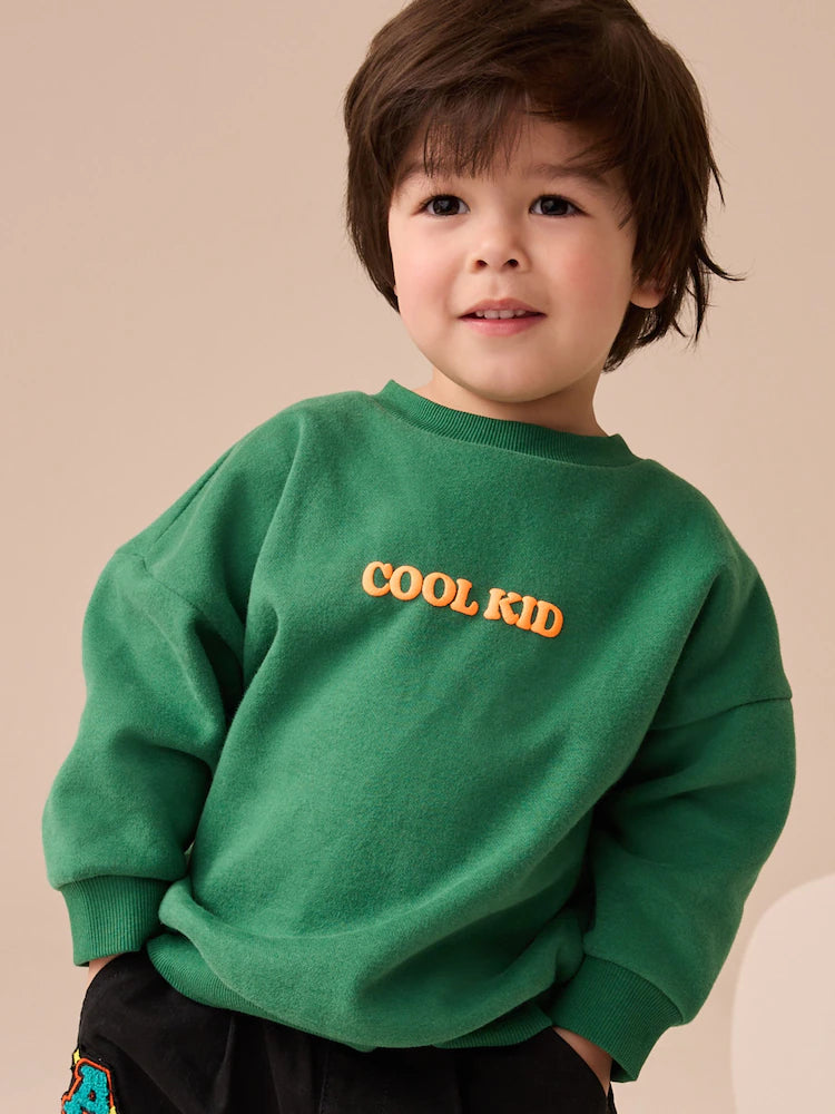 |Boy| Moletom De Malha Com Gola Redonda Estampado Verde/Laranja (3 meses a 7 anos)