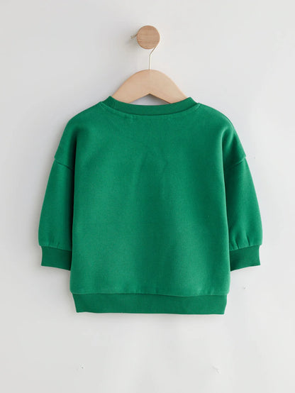 |Boy| Moletom De Malha Com Gola Redonda Estampado Verde/Laranja (3 meses a 7 anos)