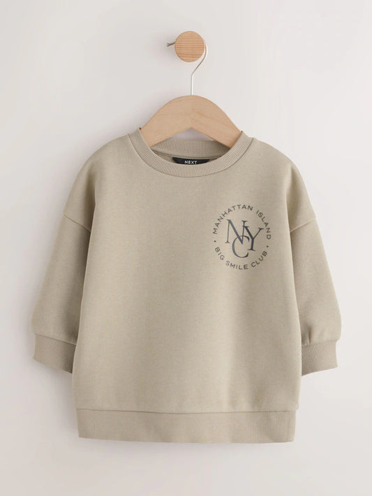 |Boy| Moletom De Gola Redonda Com Estampa De Cimento (3 meses a 7 anos)
