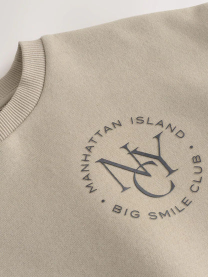 |Boy| Moletom De Gola Redonda Com Estampa De Cimento (3 meses a 7 anos)